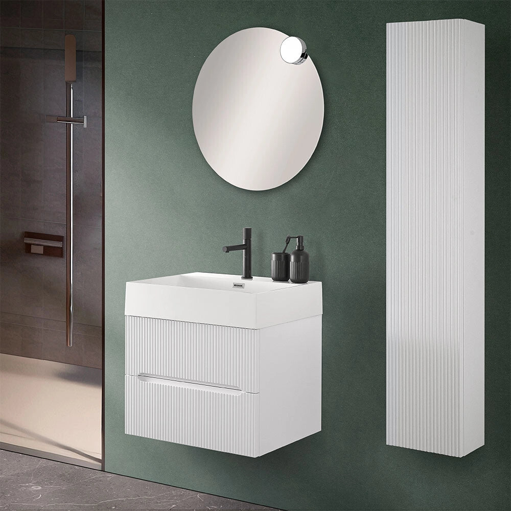 Mobile bagno sospeso cannettato 60 cm bianco opaco Bali