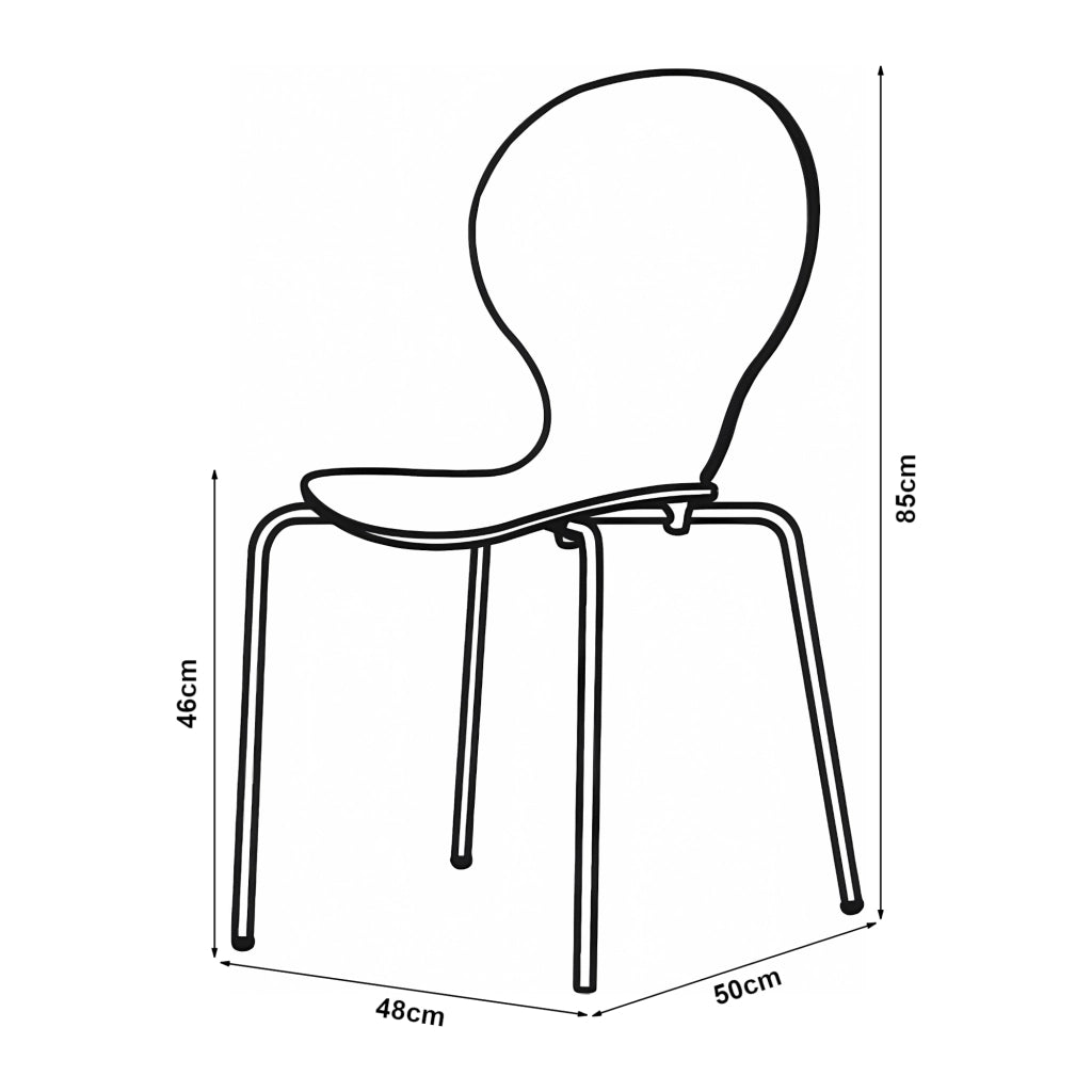 Set di 4 Sedie da Sala ETNE Impilabili - Arancione / Cromato [en.casa]