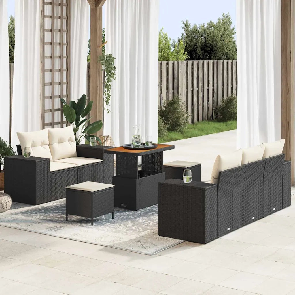 Set Divano da Giardino 8 pcs Nero polyrattan 3361950