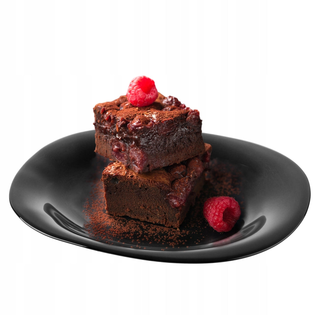 Piatto da dessert KADAX da 21,5 cm per torte, in vetro nero, piatto piatto