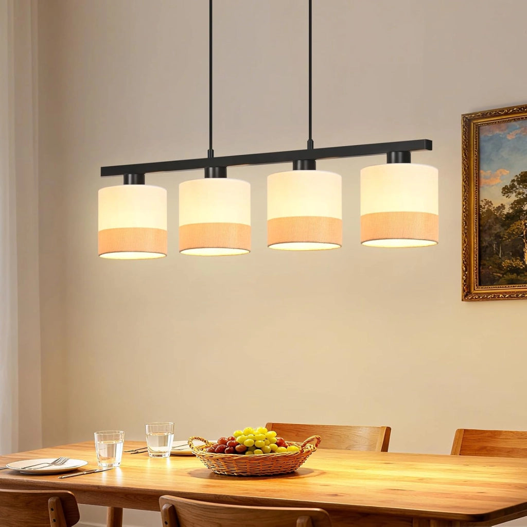 Lampada a Sospensione ZMH 4 fiamme E27 Bianco Vintage Altezza Regolabile Senza Lampadina