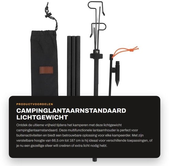 Lanterna da Terra - Piastra di Sostegno Leggera - Altezza Regolabile 66,5-187 cm - Stelo Ripiegabile - Sostegno di Lampada Multifunzionale - Alloio Durevole - Montaggio Facile - Piastra di Sostegno di Lampada