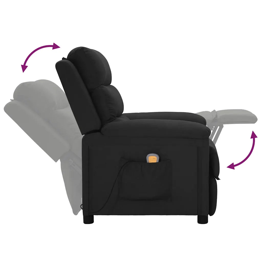 Poltrona Massaggiante | Sedia Relax Reclinabile Nera in Tessuto