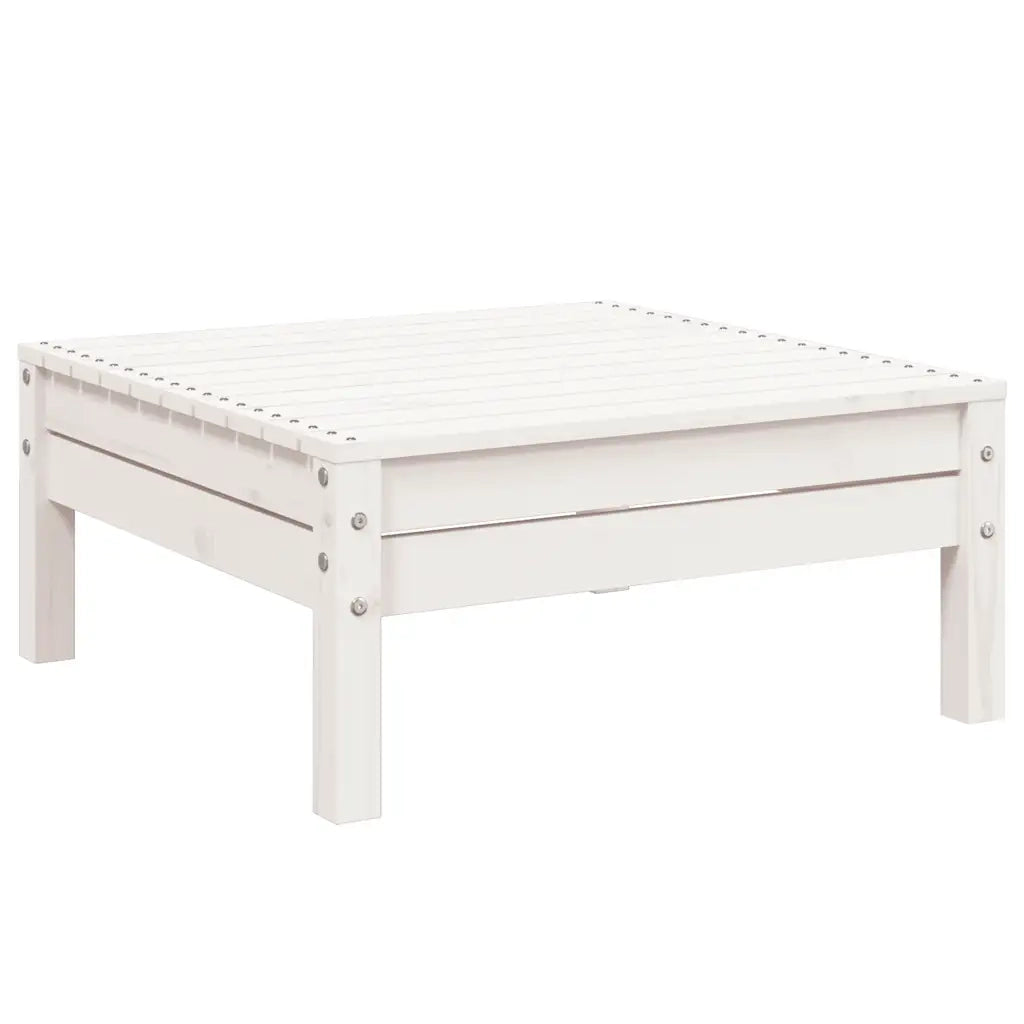 Divano da Giardino 3 Posti con Poggiapiedi-Sofa da Giardino-Divano da esterno Bianco Massello Pino