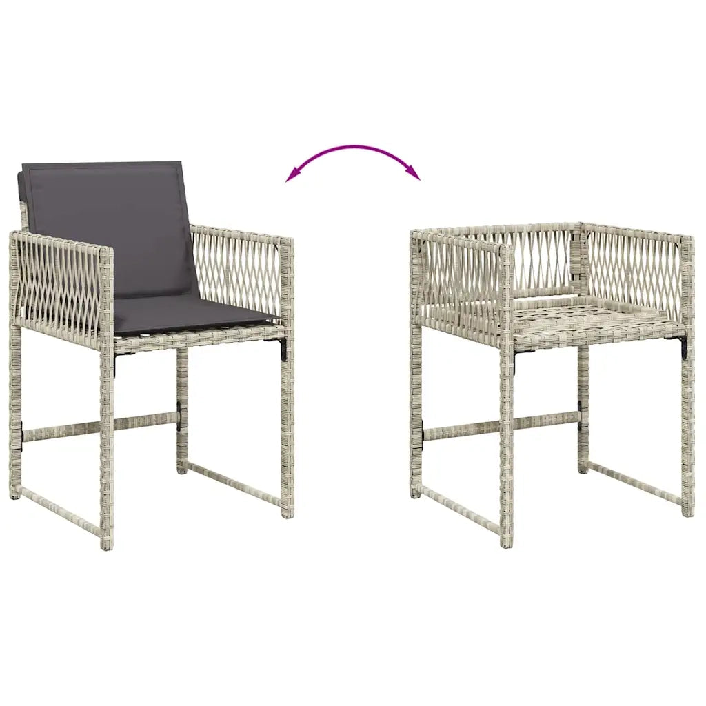 Set Pranzo Giardino 11pz con Cuscini Grigio Chiaro Polyrattan