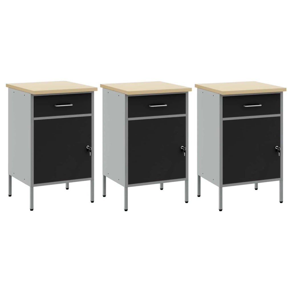 Mobile da lavoro 3 pcs Nero e Grigio 150 x 55 x 85 cm 3321366
