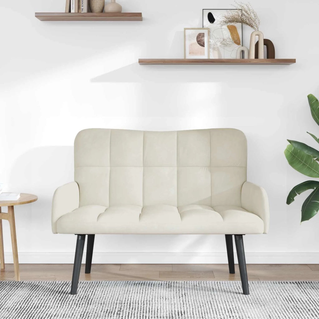Sofa a Due Posti Crema 115 x 61 x 87 cm Velluto 42028947