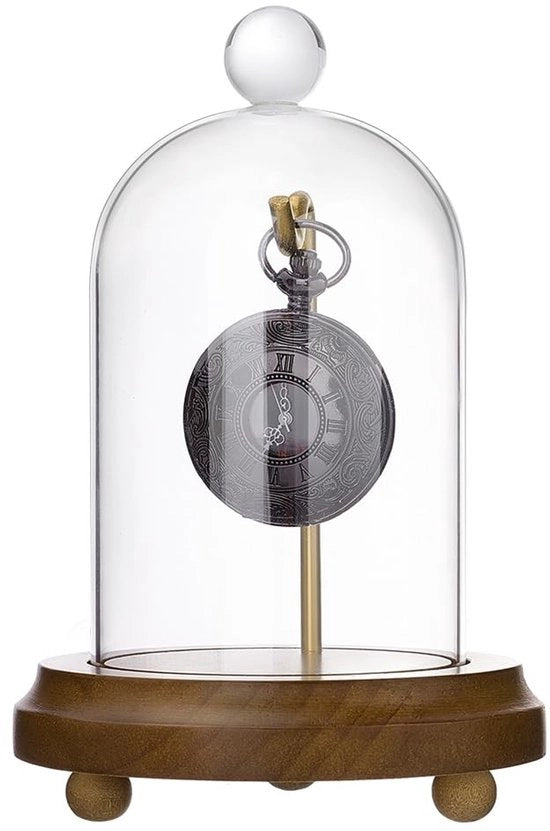 Dome di Vetro 114 mm - Display a Cappello - Base in Legno - Decorazione di Matrimonio - DIY Palle di Neve - Vetro Cristallino - Cloche