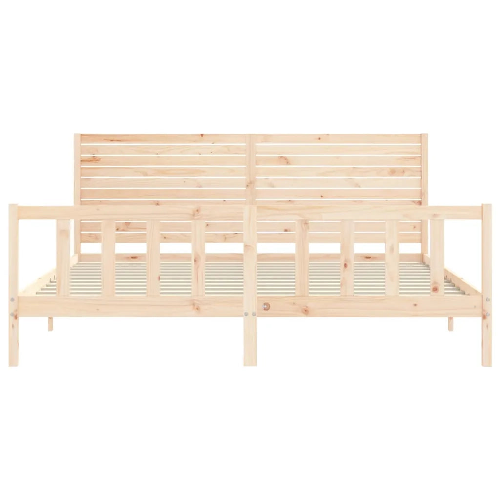 Giroletto con Testiera Super King Size-Struttura Letto in Legno Massello 282685