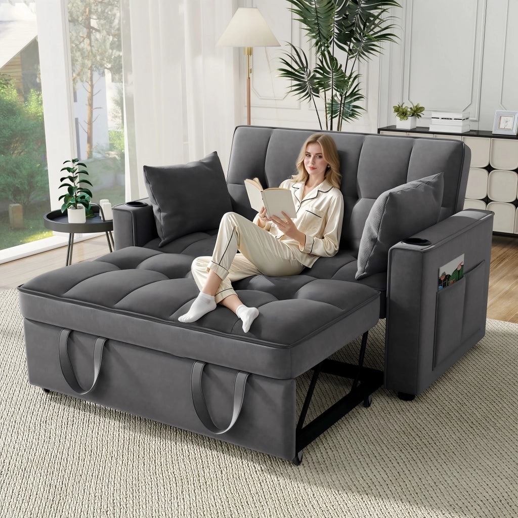 Divano letto pieghevole - Zephmum- Con porta-bicchieri e cuscini