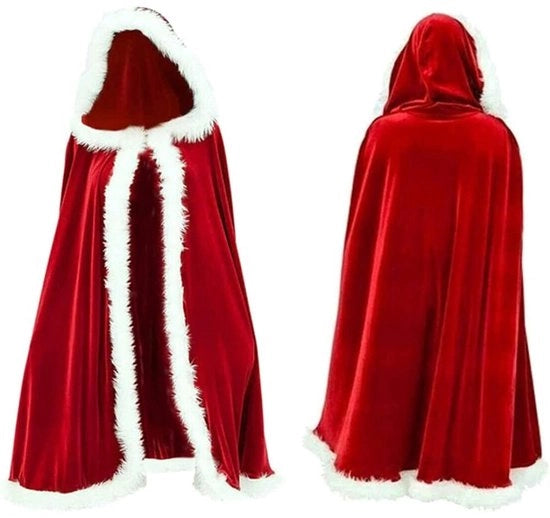 Costume di Natale per donna - Capa lunga 150 cm con pelliccia artificiale