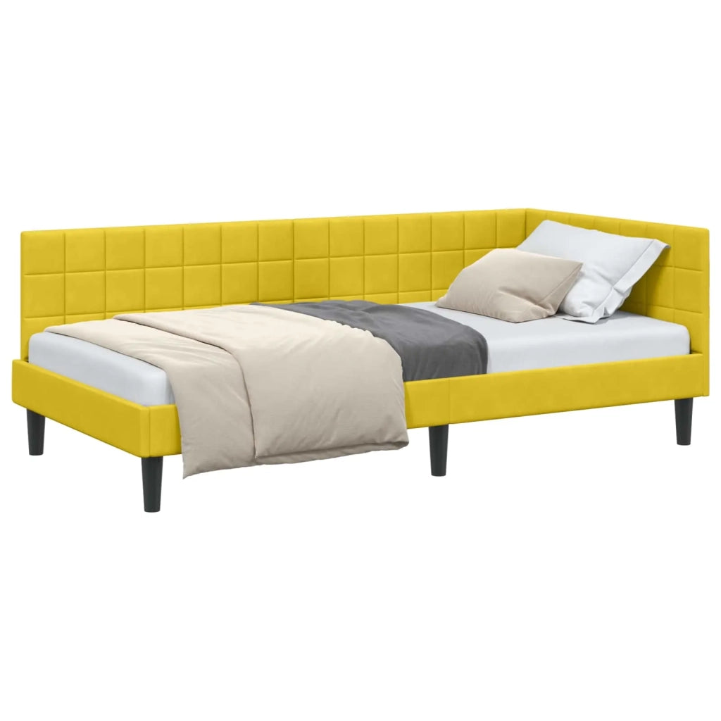 Cornice del letto ad angolo Giallo 100 cm x 200 cm Velluto 42016444