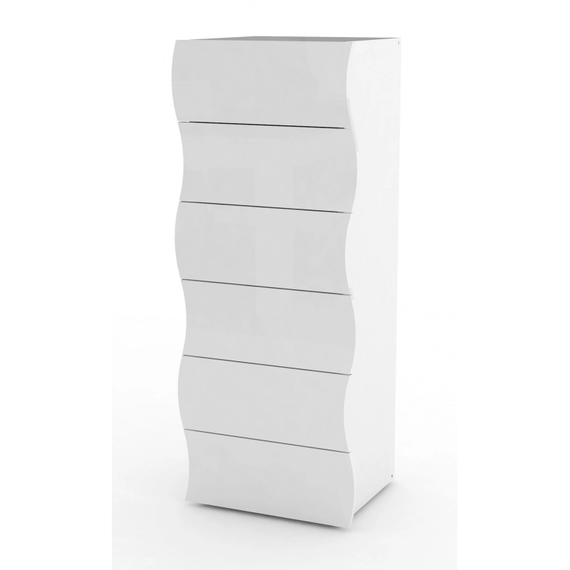 Cassettiera Onda Kommode 6 Cassetti – 50x121,7x40 – Bianco Lucido