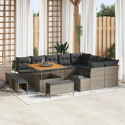 Set Divano da Giardino con cuscino 12 pcs Grigio polyrattan