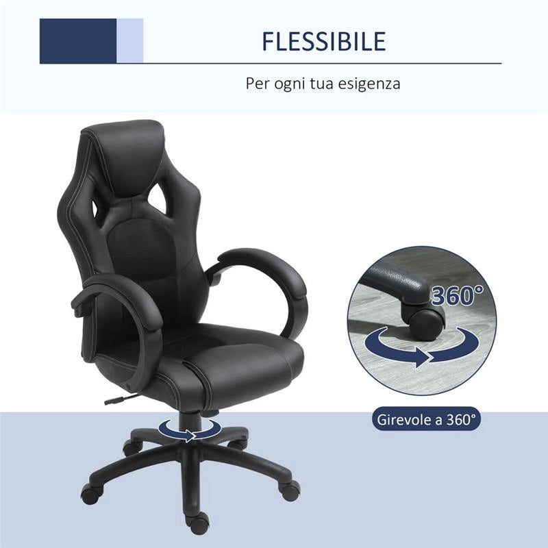 SEDIA DA UFFICIO STILE GAMING NERO