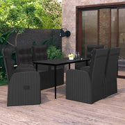 Set da Pranzo da Giardino 7 pz con Cuscini Nero 3099503