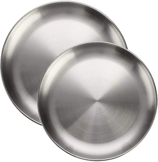 Set di Scodelle in Acciaio Inossidabile - Barbecue, Torta, Tavola da Servizio - Set a 2 pezzi - 20 cm e 23 cm