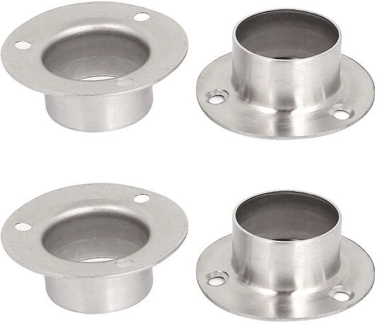 Supporto di apertura per appendiabiti - 4 pezzi - Acciaio inossidabile - 32mm di diametro - Accessorio per armadio - Appendiabiti a gancio
