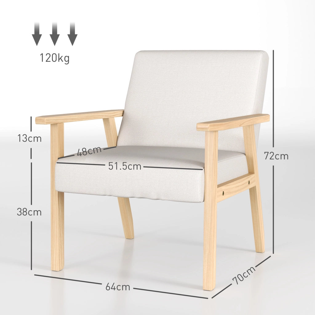 Poltrona in tessuto con braccioli ¨C Minimal ¨C crema 64x70x72
