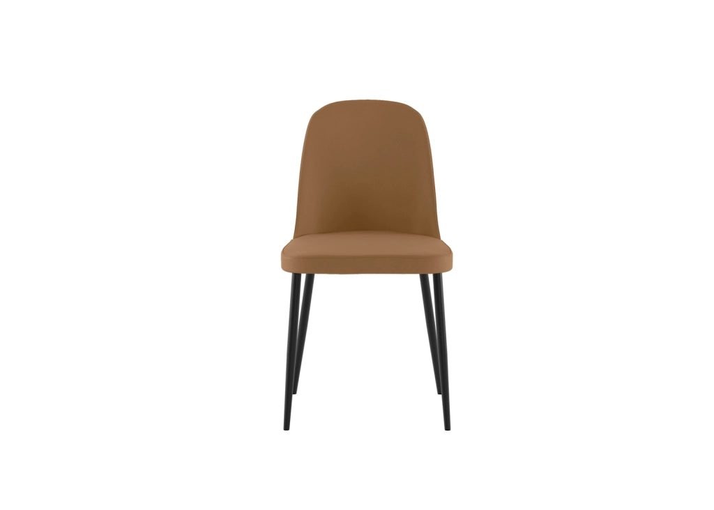 Sedia Tamara da pranzo moderna rivestimento soft-touch caramello gambe in metallo nero, design elegante 45x52x85 cm - Seduta Design