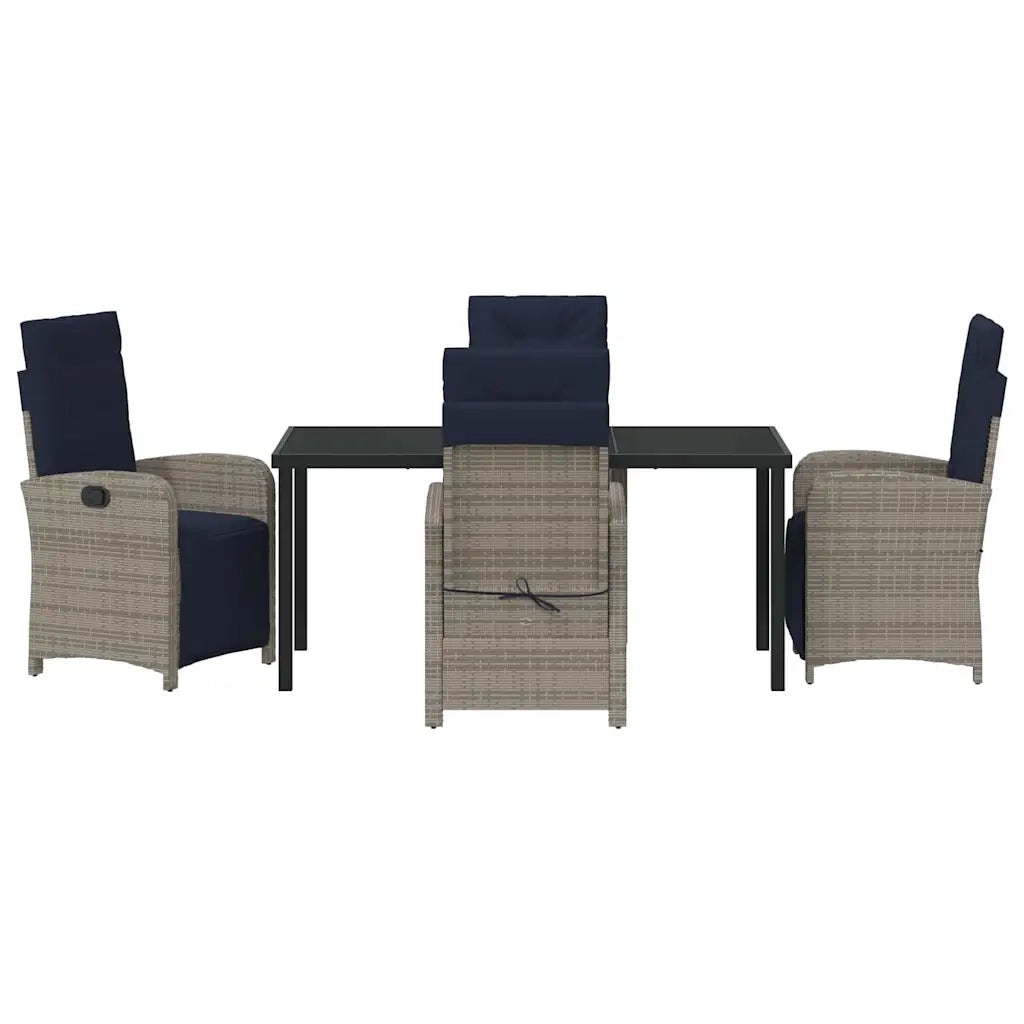 Set da Pranzo per Giardino con cuscino 5 pcs Grigio polyrattan
