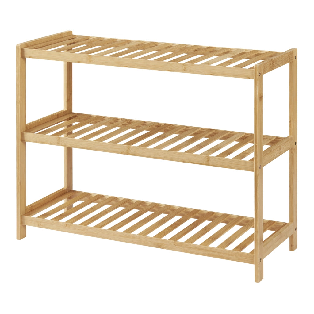 Scarpiera Dammfleth con 3 Ripiani 55 x 67,5 x 27 cm Bambù Naturale [en.casa]