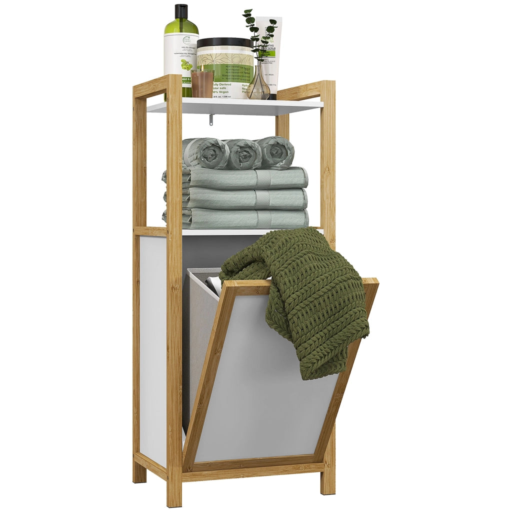 Cestino per bucato in bamb¨´ con ripiani ¨C Minimal ¨C 40x30x86.5 cm