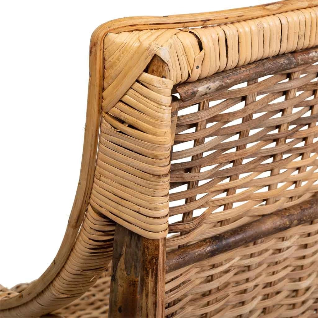 Divano in bambù e rattan marrone 130x48x99h