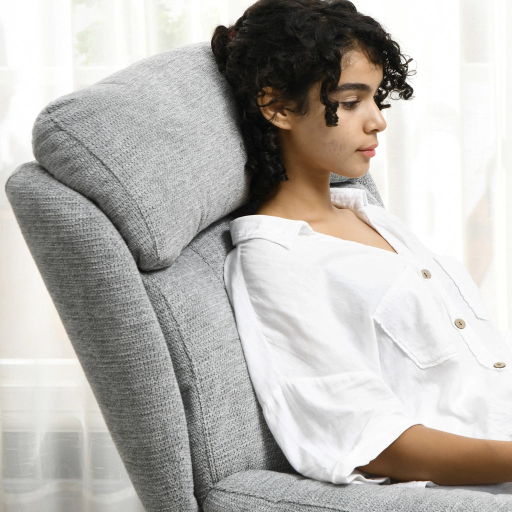Poltrona girevole 360¡ã ¨C Xylo ¨C tessuto chenille grigio e nero con braccioli integrati