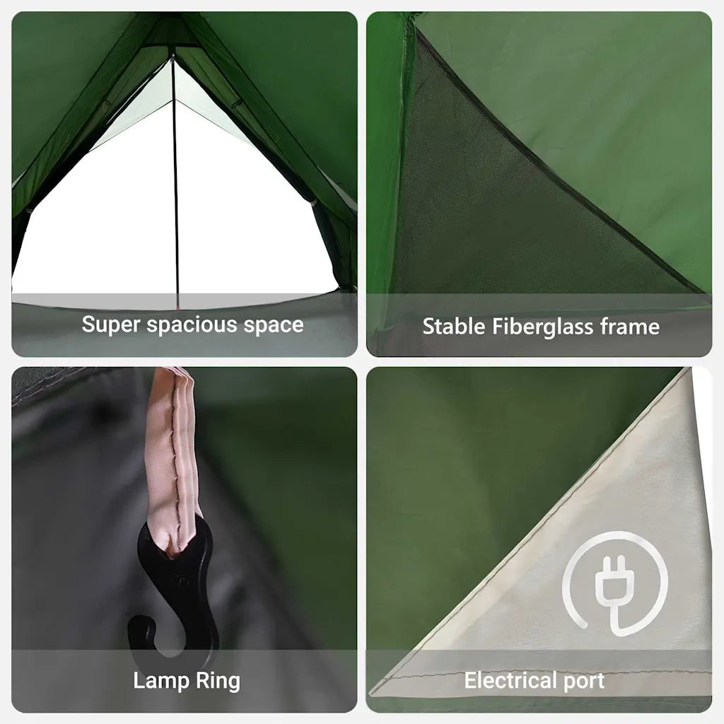 Tenda Familiare con tetto Verde e Bianco 256 x 256 x 185 cm 4100676