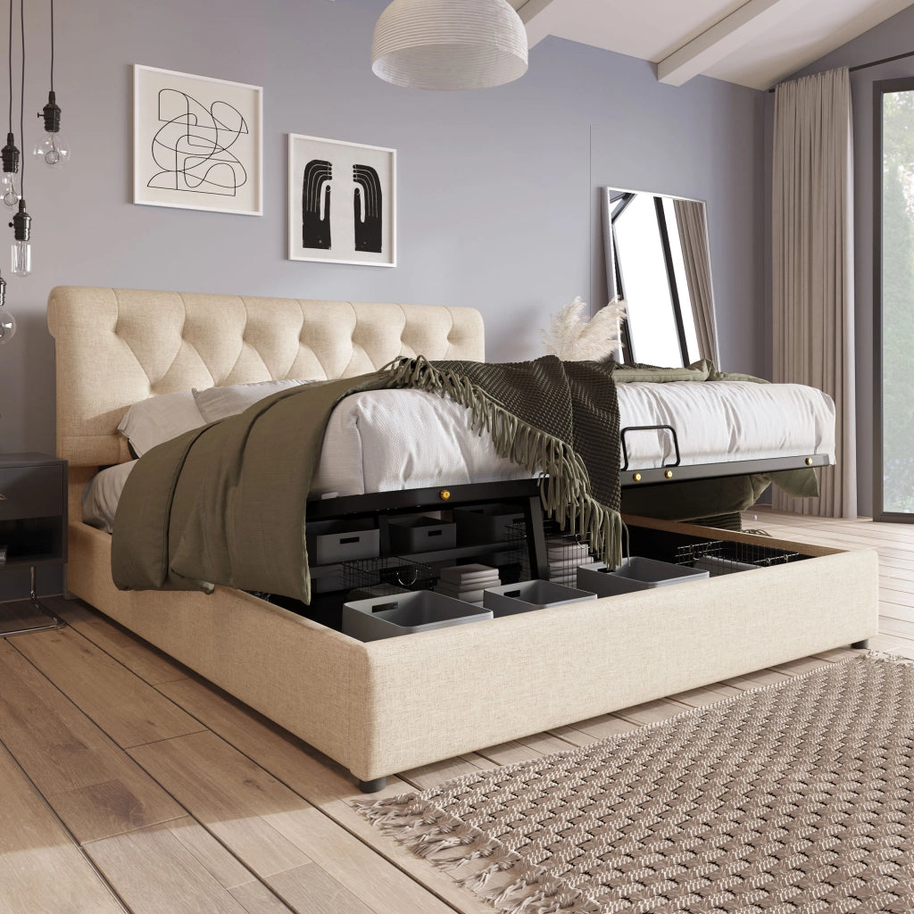 letto imbottito lino naturale 140x200 cm