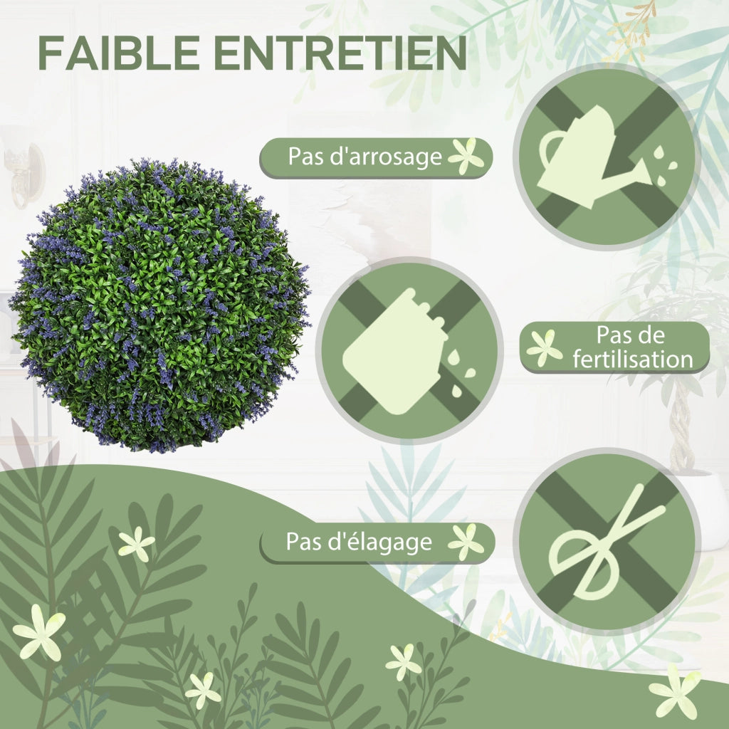 2 Piante Artificiali Topiary Sfere ¨C zephmum ¨C Viola Verde 42cm