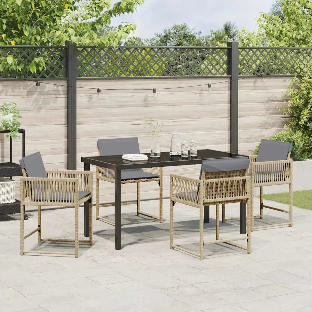 Set da Pranzo per Giardino 5 pcs Beige polyrattan 3380766