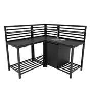 Cucina da Esterno 3 Pezzi con Lavello Set Modulare Angolare in Alluminio Grigio