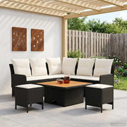 Set di Mobili con cuscino 6 pcs Nero e Crema Rattan in PE 3422182