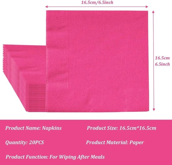 Servizio da Tavola Completo a 37 Pezzi - Piatti e Tovaglioli in Carta Rosa - Tavola in Plastica Impermeabile - Cucina a Mano - Accessori da Festa - Attenzione alla Sicurezza - Utilizzo a Mano - Accessori da Festa per Matrimoni e Compleanni