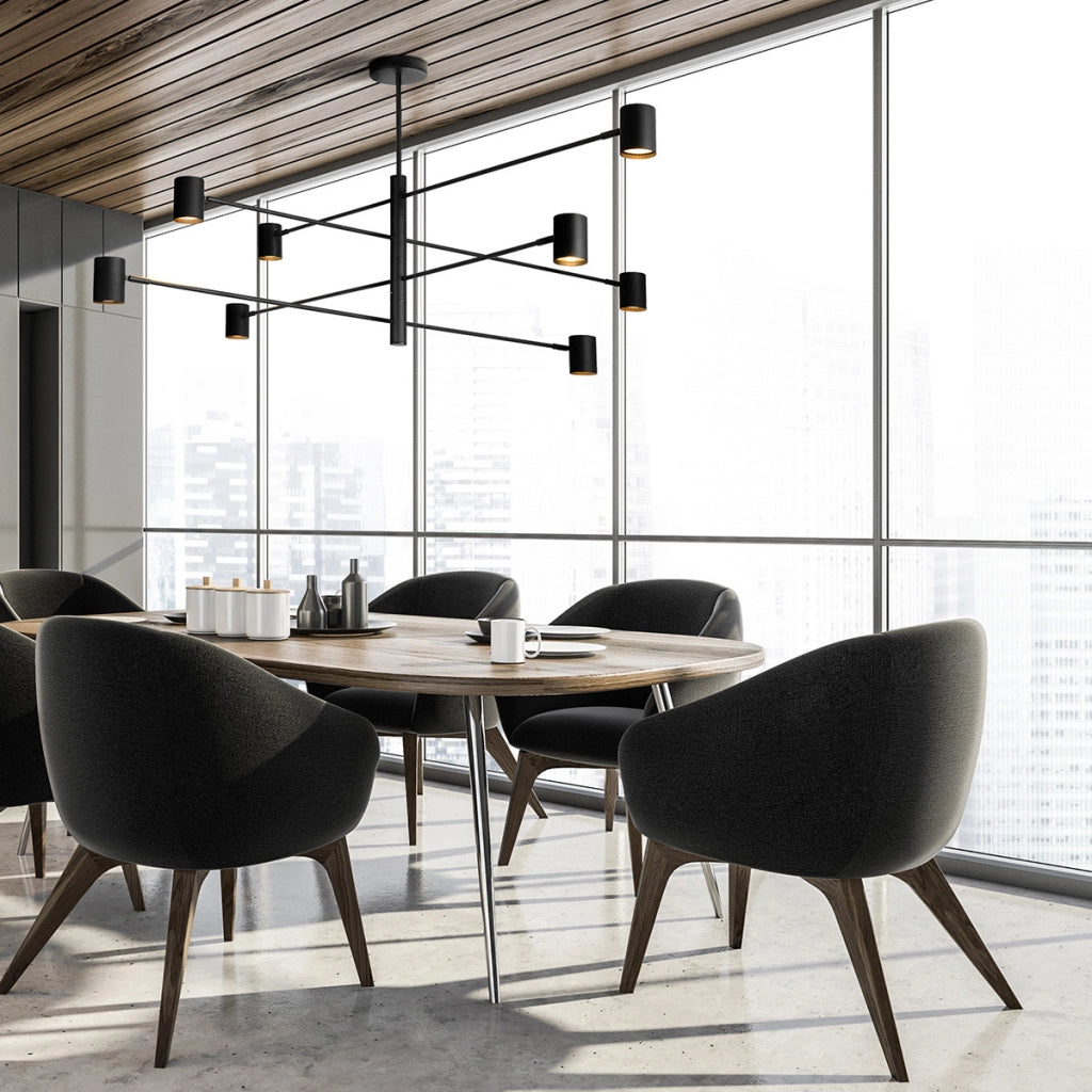 Lampada sospensione loft nera Snow 8xGU10 Light Prestige