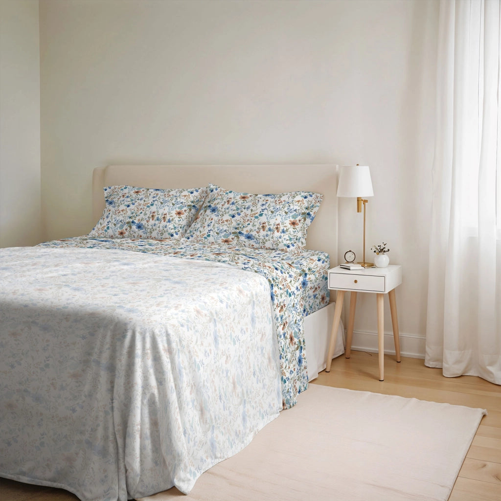 Set Lenzuola Matrimoniale con Stampa Sopra Sotto e Federe Linea Ida Ermes