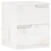 Comodino Moderno in Legno con 2 Cassetti e Design Lucido, 40x40x48 cm, Bianco