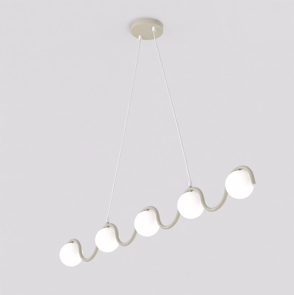 Lampada sospesa SINUS ondulata 5 luci G9 beige Emibig