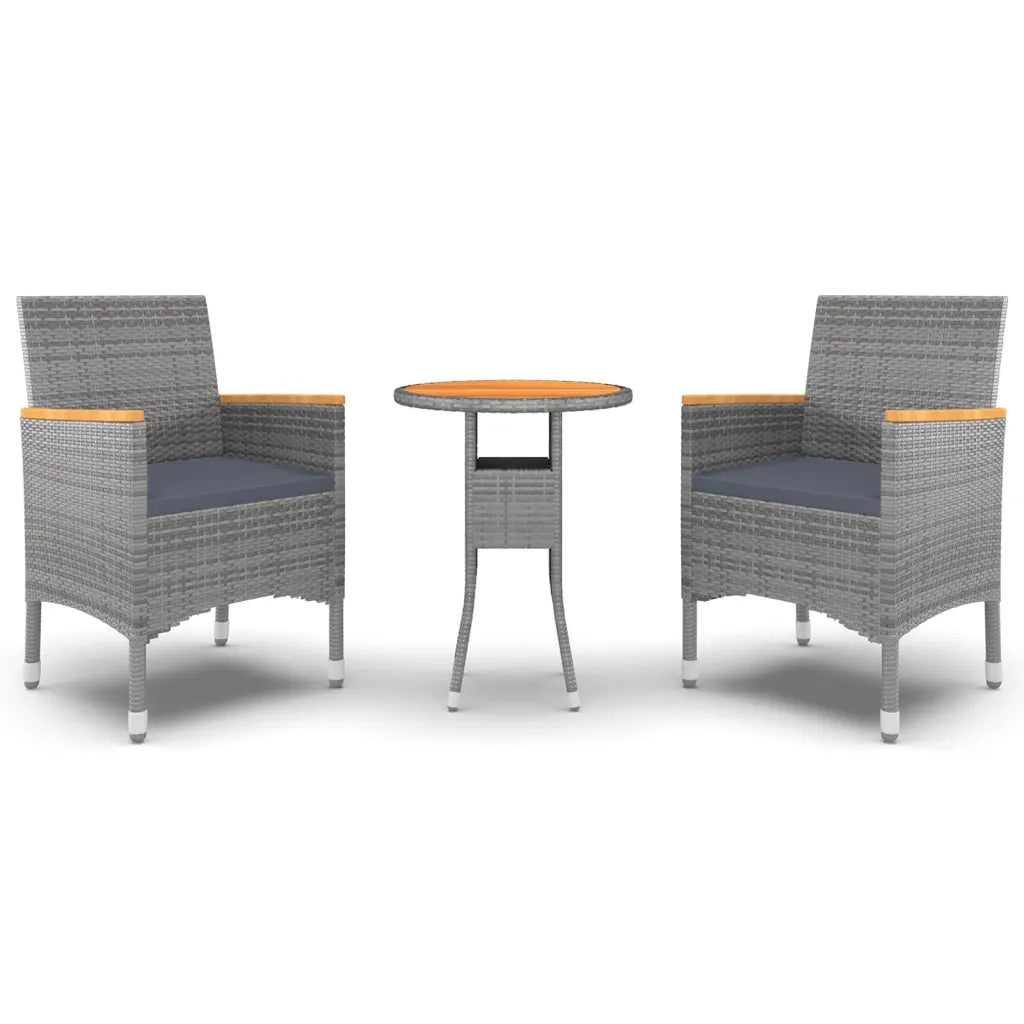 Set da Pranzo per Giardino 3 pz in Polyrattan Grigio 3058467
