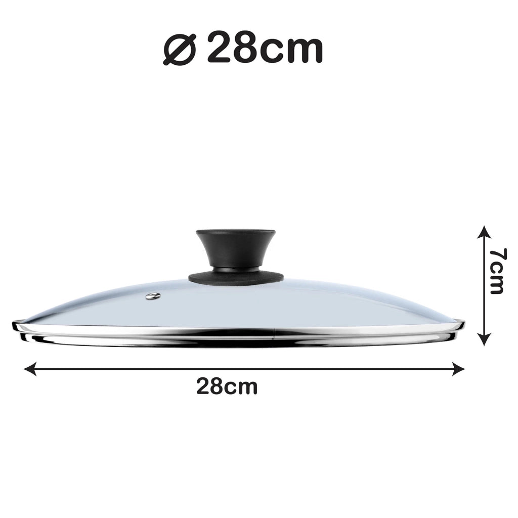 Coperchio in vetro KADAX da 28 cm, universale, resistente al calore, per pentole e padelle.