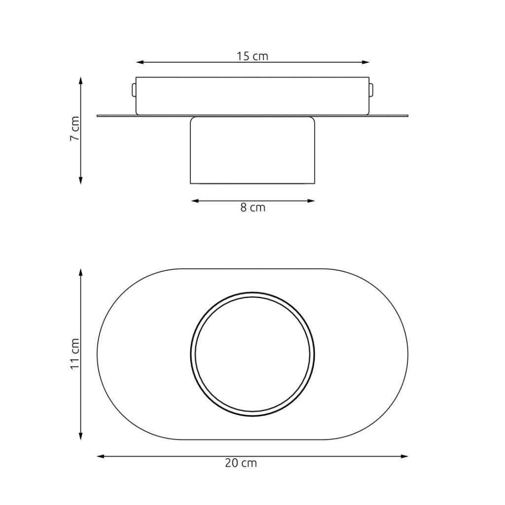 Spot soffitto minimalista ovale nero 1xGX53 12W Diaz Emibig