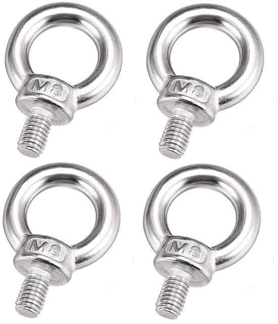Oggetto di Elevazione M8 - 4 Pezzi - Acciaio Inossidabile - Anello di Elevazione - Lunghezza Totale 46 mm - Diametro Interno dell'Anello 19,8 mm - Resistente alla Corrosione - Hefring