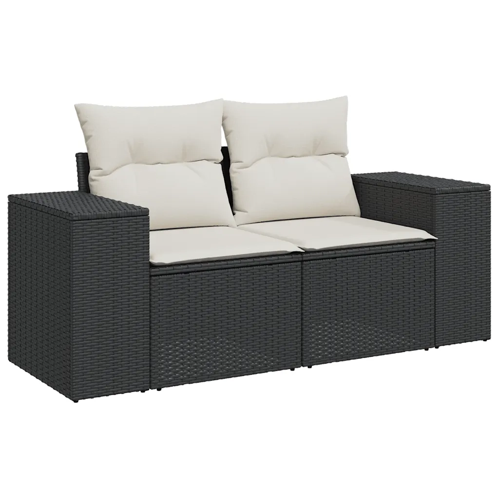 Set Divano da Giardino 6 pz con Cuscini Nero in Polyrattan 3325722