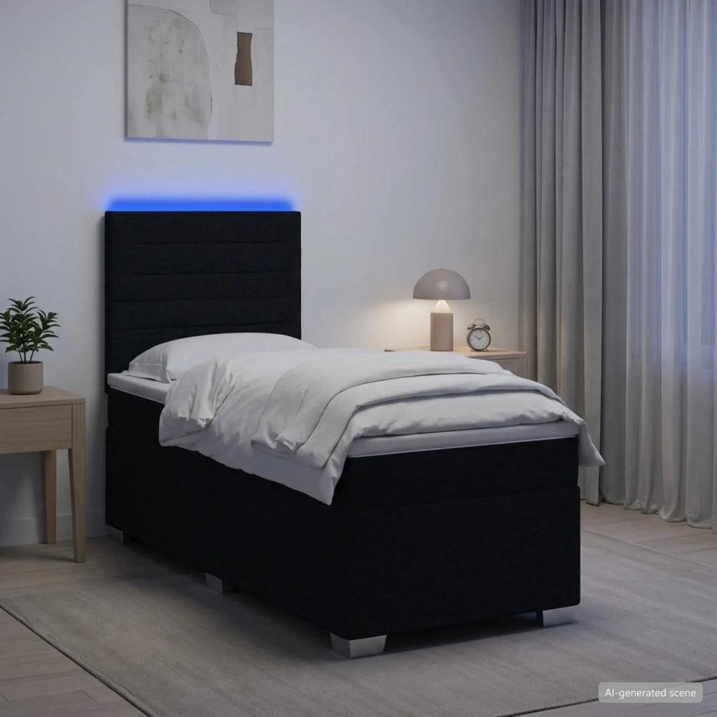 Letto box spring con materasso Nero 90 x 200 cm Tessuto 3454777