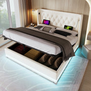 LETTO Contenitore 180x200 cm PU Bianco con porta USB Type-C