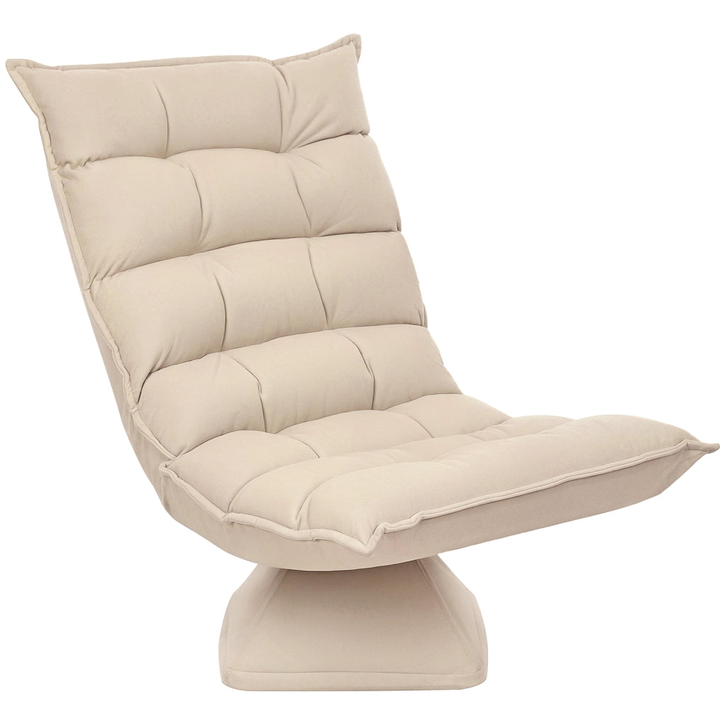 Poltrona Relax Girevole con Schienale Regolabile ¨C Zephmum ¨C Tessuto Effetto Lino Beige