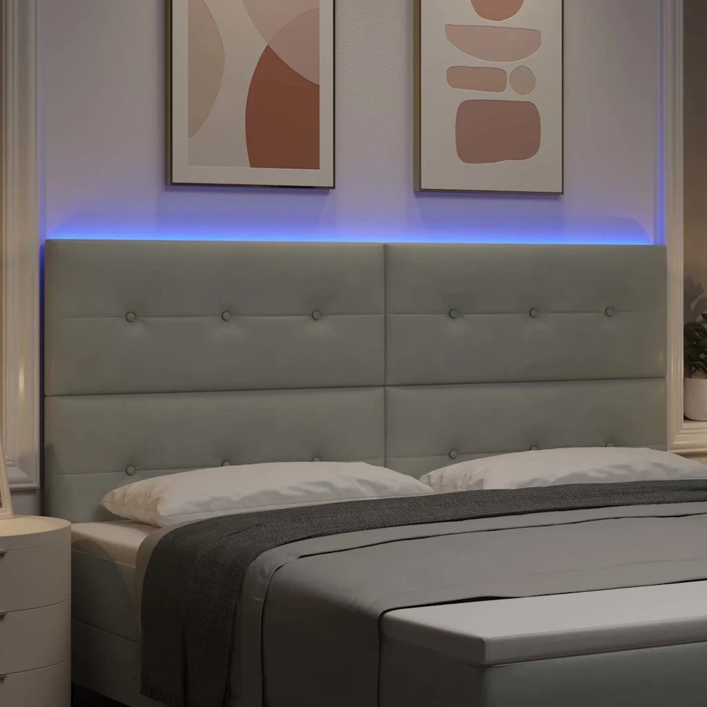 Testiera LED con strisce LED Grigio chiaro 200 cm Velluto 3338469