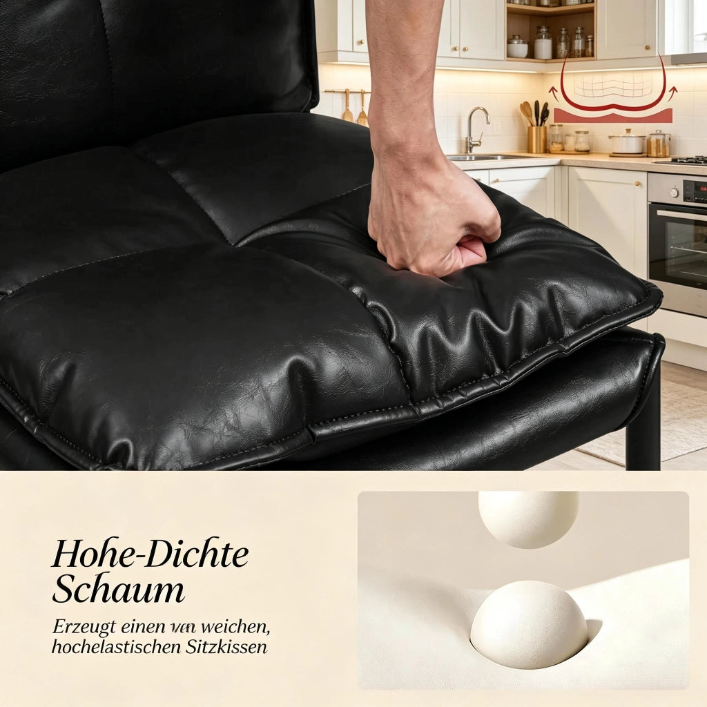 SEDIA da pranzo Set 2 pezzi 48x55x87 cm Nero in similpelle